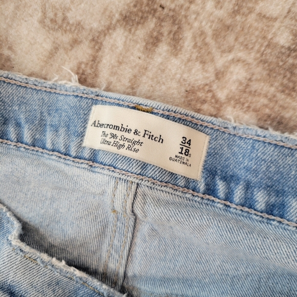 Abercrombie & Fitch 90’s Straight Ultra High Rise Jeans 34/18S Criss Cross Waist - Picture 2 of 5